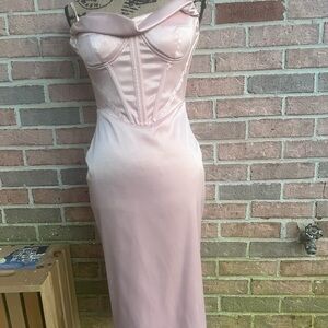 Elegant Pink Satin Dress